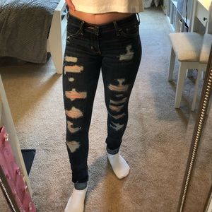 Super Skinny Ripped Dark Jeans